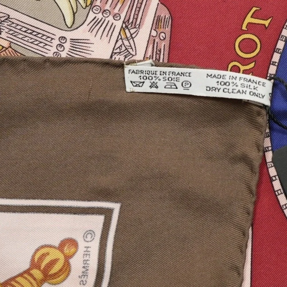 Hermès‎ Le Tarot 90cm Silk Scarf Annie Faivre Brown Gold Vintage Carre w/ Box